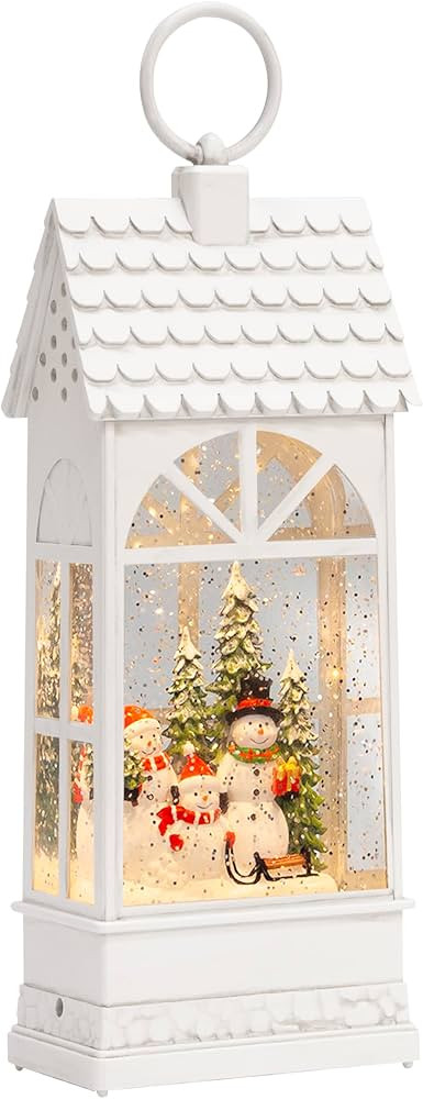 Christmas Snow Globe Lantern with Swirling Glitter Christmas Decorations Indoor, Lighted Musical ... | Amazon (US)