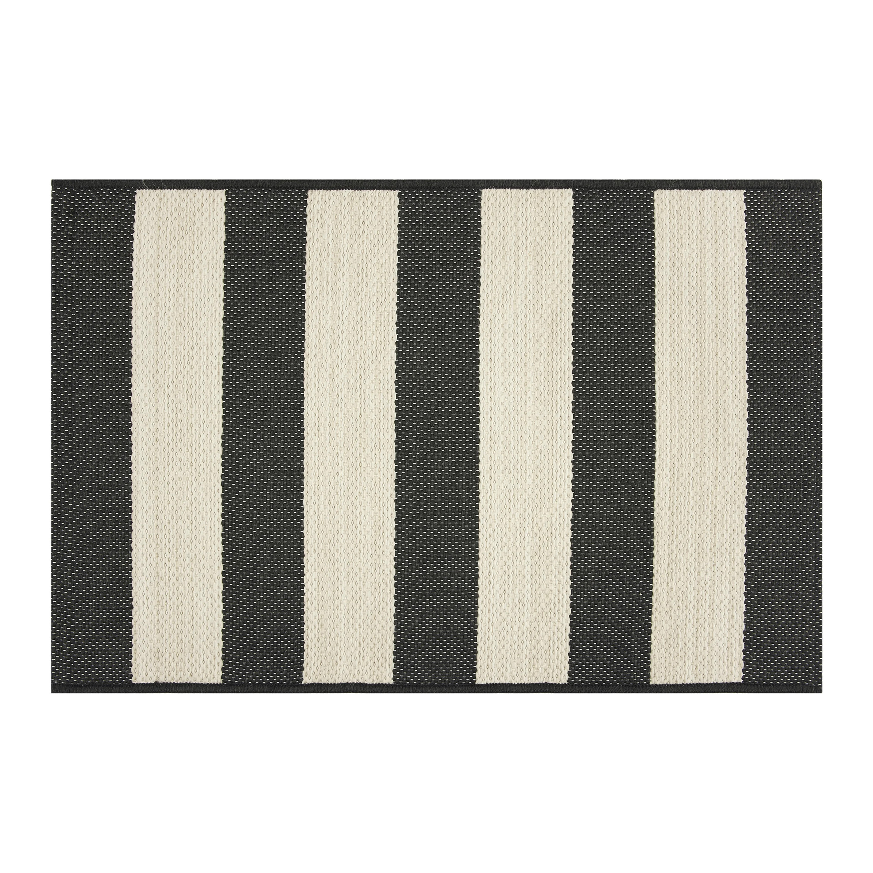Mainstays 24" x 36" Black & White Cabana Stripe Outdoor Scatter Rug | Walmart (US)