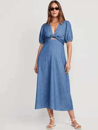 Fit & Flare Twist-Front Maxi Dress for Women | Old Navy (US)