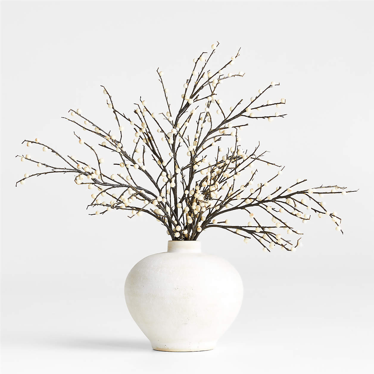 Faux Ilex White Berry Stem Branch 39" + Reviews | Crate & Barrel | Crate & Barrel