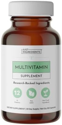 JUST INGREDIENTS Multivitamin Supplement - Plant-Based, Vegetarian Capsules, Muscle Growth, Immun... | Amazon (US)