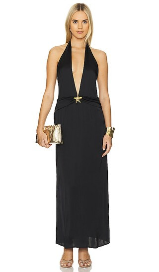 Neptune Halter Dress in Black | Revolve Clothing (Global)