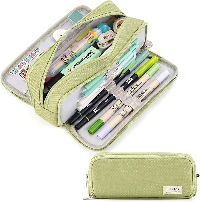 CICIMELON Large Capacity Pencil Case 3 Compartment Pouch Pen Bag for School Teen Girl Boy Men Wom... | Amazon (US)
