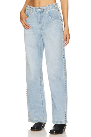 Jaded London Studded Colossus Wide Leg in Light Wash from Revolve.com | Revolve Clothing (Global)