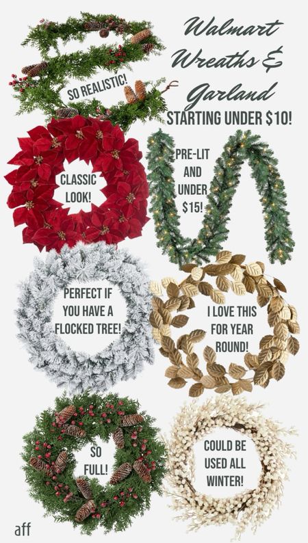 Walmart Garland and Walmart Wreaths for Christmas starting under $10! They have so many styles and the prices are amazing. That gold metal wreath could be used year round, and the garland is so realistic and has prelit options!
…………….
real touch garland, garland under $15, garland under $20, christmas garland holiday decorations, christmas decorations, walmart new arrivals, walmart decor, walmart christmas decor, walmart finds, outdoor garland, lit garland, lighted garland, realistic garland, best garland, best faux garland, traditional christmas wreath, white christmas wreath, flocked wreath, wreath under $30, wreath under $50, wreath under $20, christmas decor under $20, chrismtas decorations under $20, gingerbread cookie jar, gingerbread christmas decor, garland with pinecones, poinsettia wreath, pottery barn dupe, berry wreath, my Texas home decor, winter wreath, holiday wreath, front door wreath, porch Christmas decor, Christmas porch decor, front door wreath, christmas decor under $10, Santa cooke jar, gingerbread man, gingerbread christmas decor 

#LTKhome #LTKSeasonal #LTKfamily