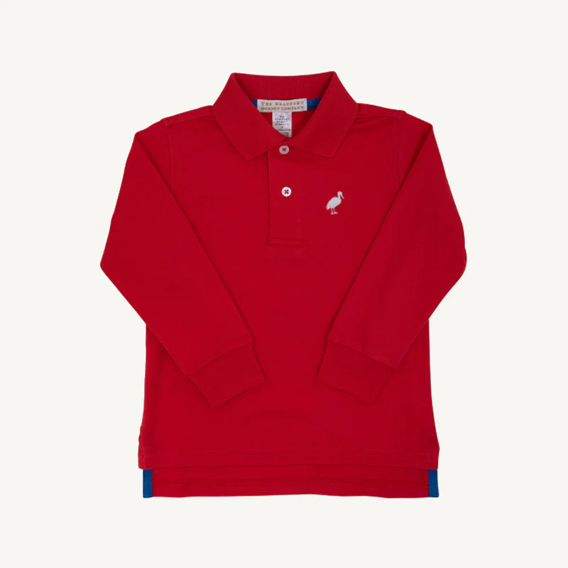 Long Sleeve Prim & Proper Polo & Onesie - Richmond Red with Worth Aven | The Beaufort Bonnet Company