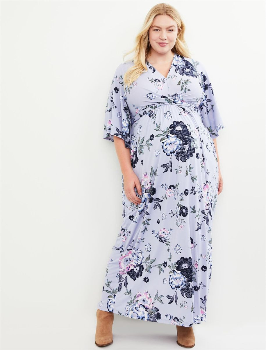 Jessica Simpson Plus Size Wrap Kimono Sleeve Maternity Dress | Motherhood Maternity