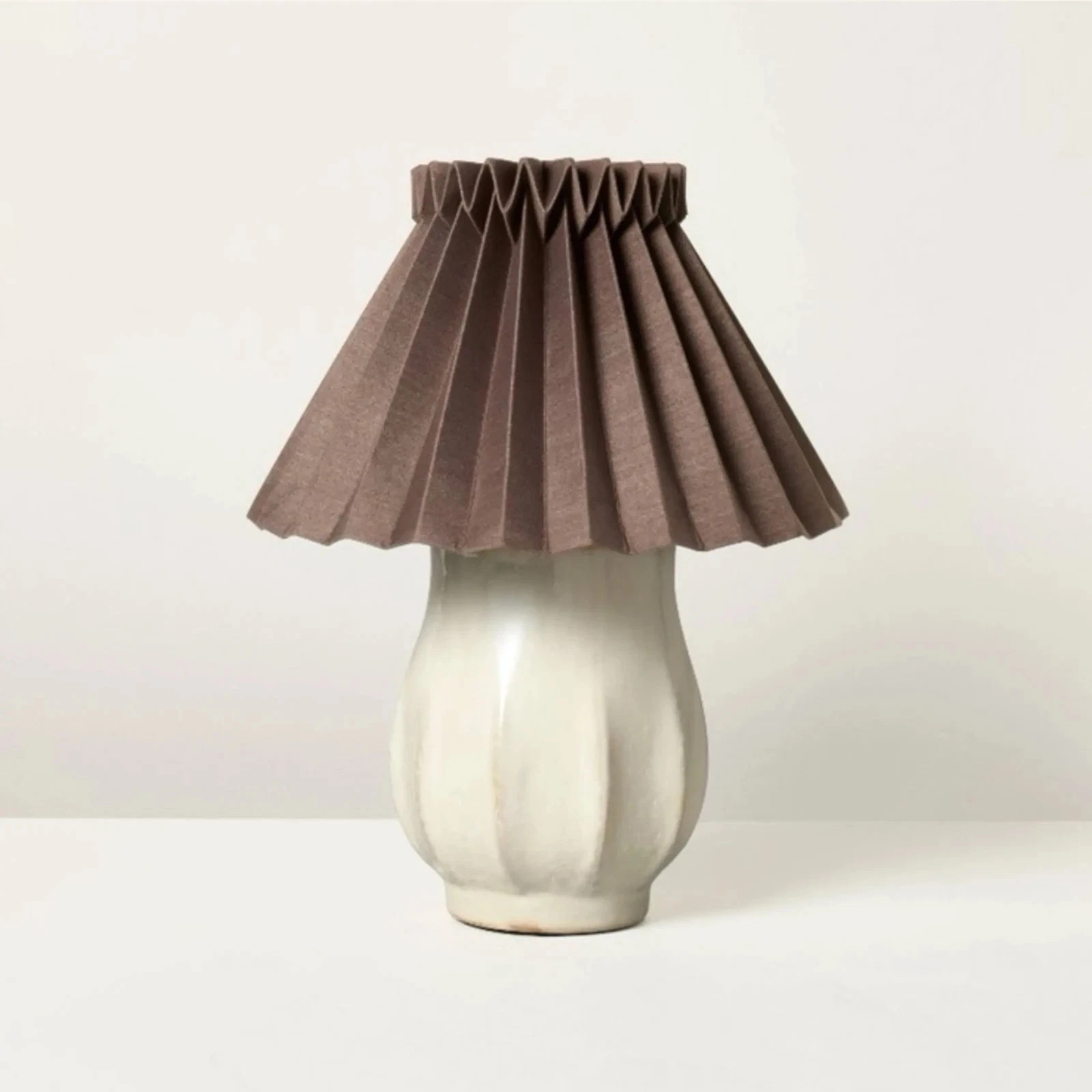 New Hearth & Home Magnoila Ceramic Table Lamp With Brown Pleated Shade In Box | eBay | eBay US