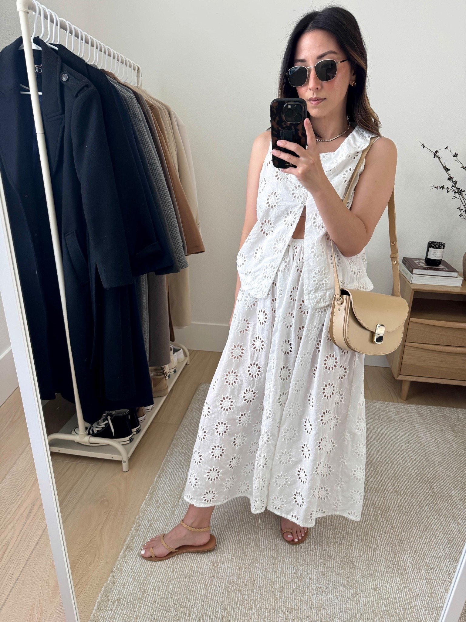 Hot weather outfit ideas. How to look elevated in the heat. This brand is Australian and it runs small.

VRG Girl top 6
VRG Girl skirt 8. The 6 would have been better. 
Ancient Greek sandals 35
Sezane bag
La Specs sunglasses 
Dorsey James necklace 15"
J.Crew earrings

#LTKItBag #LTKPetite #LTKSummerEdit