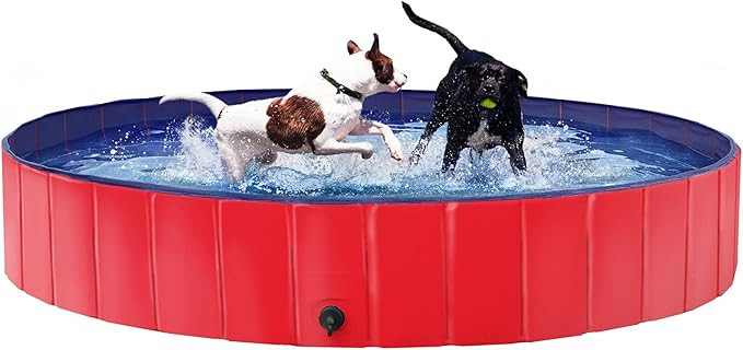 Yaheetech Red Foldable Hard Plastic Dog Pet Bath Swimming Pool Collapsible Dog Pet Pool Bathing T... | Amazon (US)