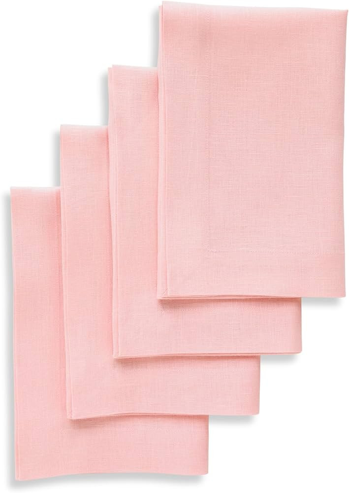 Solino Home Linen Cloth Napkins Set of 4-100% Pure Linen Misty Pink Dinner Napkins 20 x 20 Inch f... | Amazon (US)
