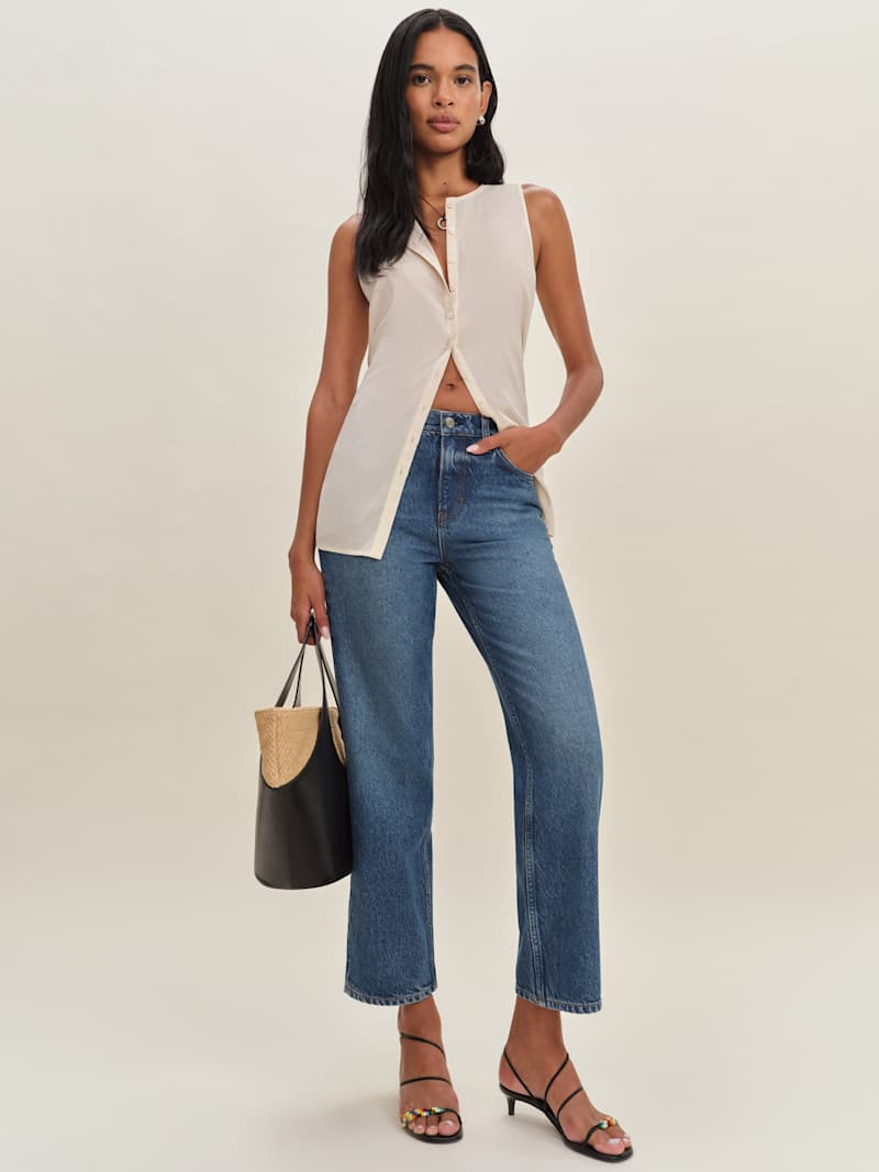Arleth Mid Rise Straight Leg Cropped Jeans | Reformation (Global)