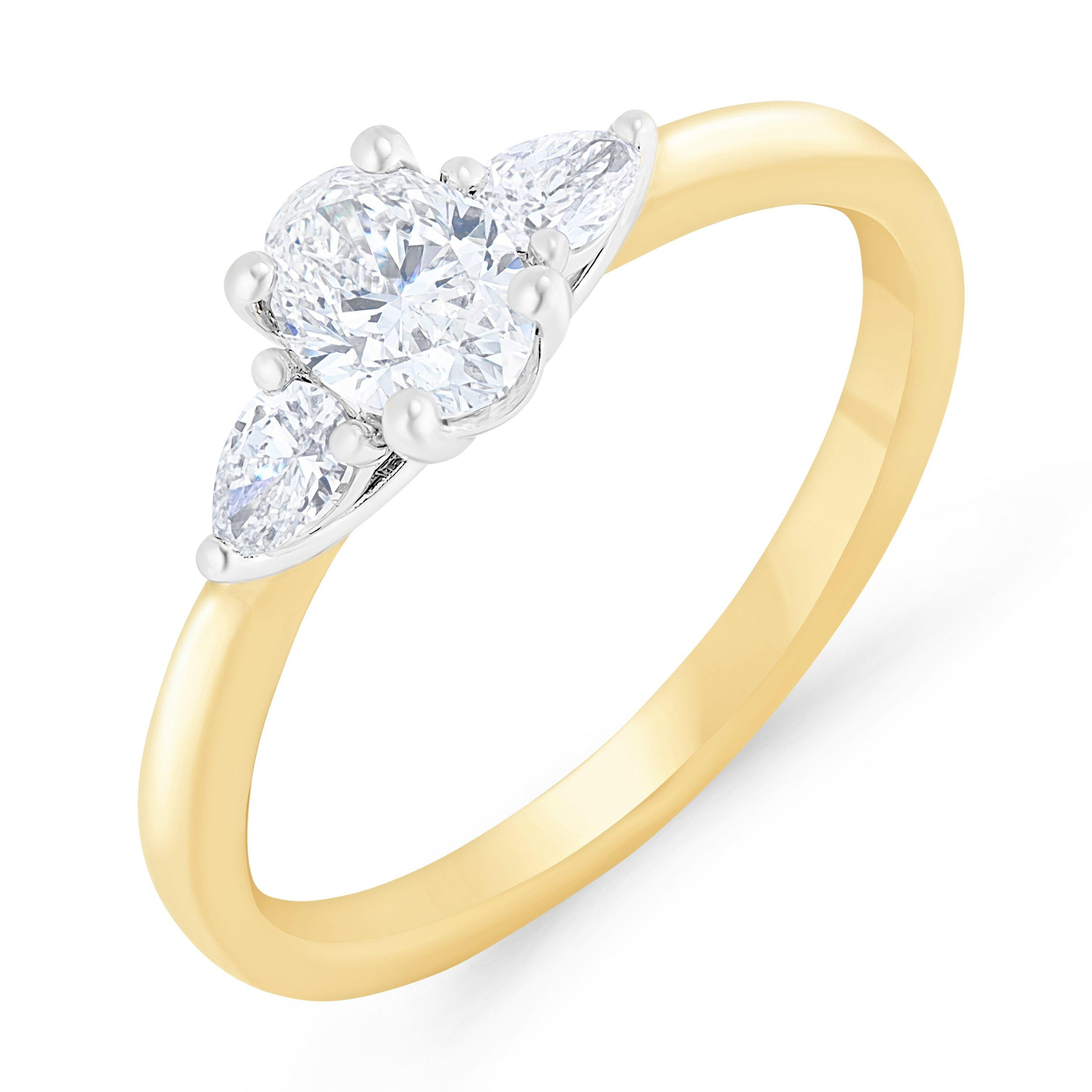 18ct Yellow Gold Diamond Oval Shaped Three Stone Engagement Ring | Beaverbrooks
