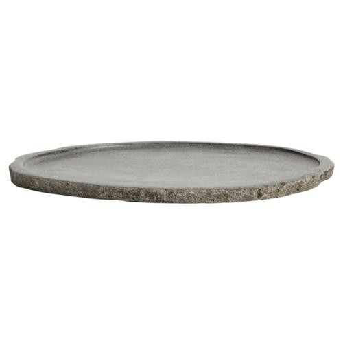 Cora Industrial Loft Grey Handmade Round Riverstone Tray | Kathy Kuo Home
