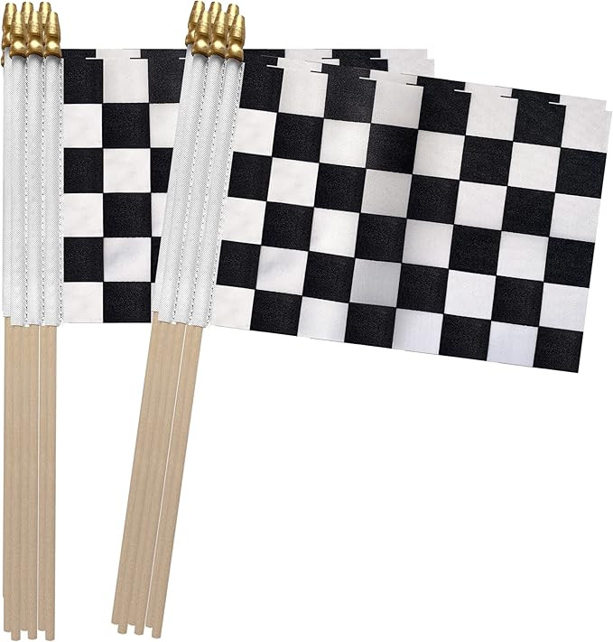 TSMD Checkered Black and White Racing Stick Flag Small Mini Hand Held Race Car Flags Party Decora... | Amazon (US)