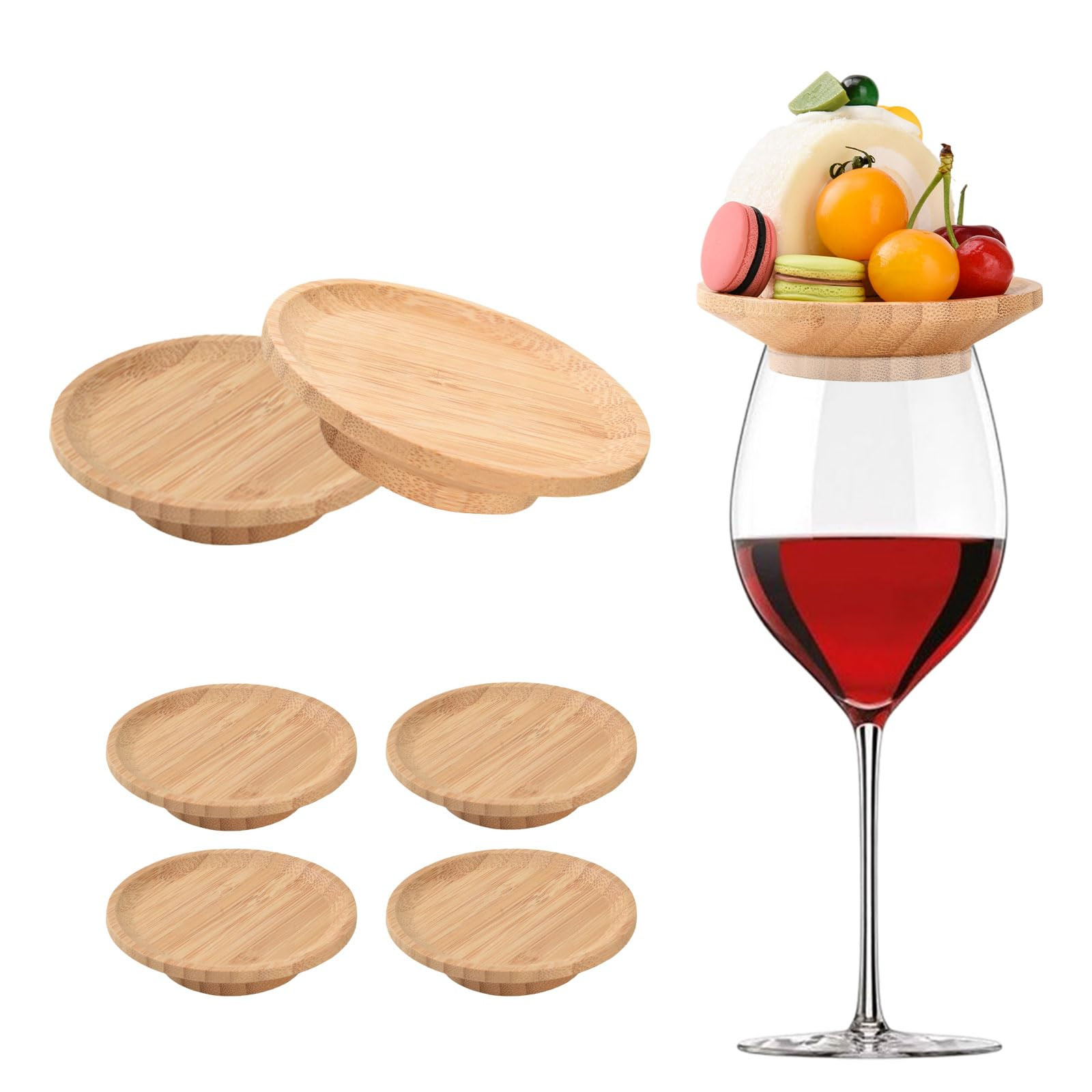 6 Pcs Wine Glass Charcuterie Topper, 4" Mini Charcuterie Boards, Wine Appetizer Plates for Family... | Amazon (US)