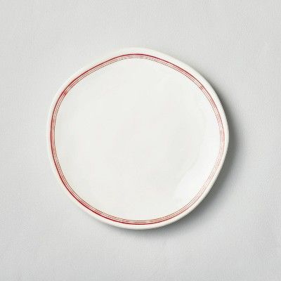 Border Stripes Stoneware Salad Plate Red/Sour Cream - Hearth & Hand™ with Magnolia | Target