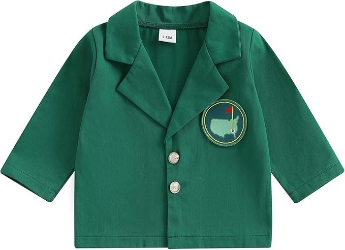 Golf Jacket for Baby Boy Girl Long Sleeve Lapel Button Down Green Blazer Coat Top Cute Spring Fir... | Amazon (US)