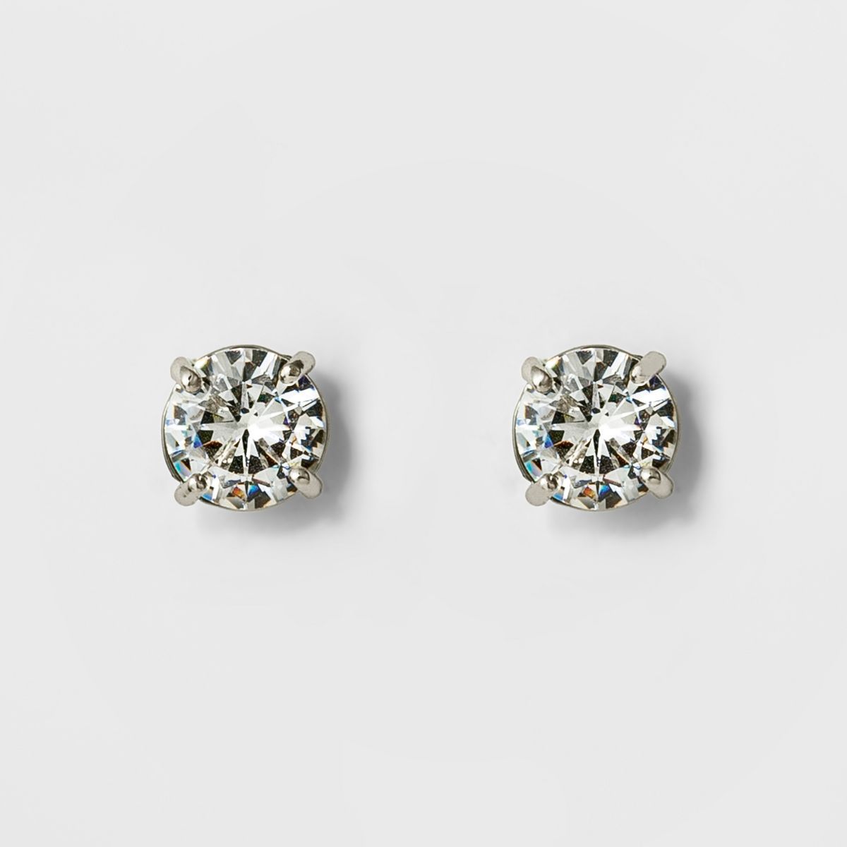 Women's Round Crystal Stud Earring - A New Day™ Silver | Target