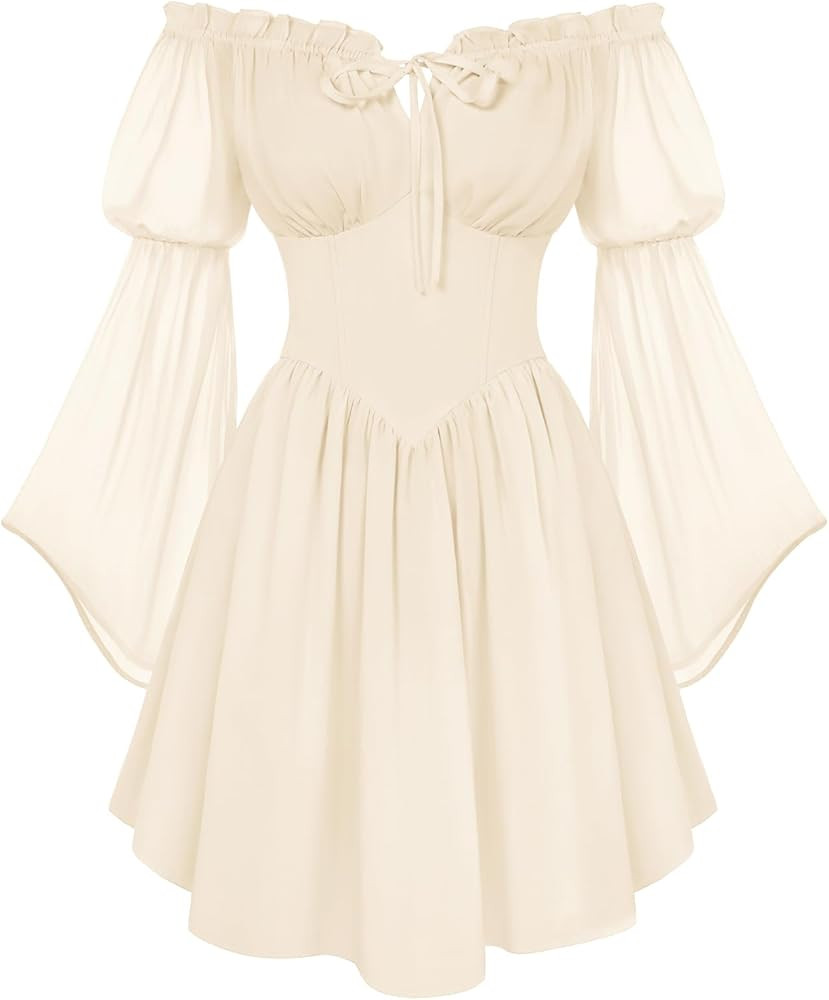 Scarlet Darkness Women's Renaissance Fairy Dress 2026 Summer Boho Off The Shoulder Flowy Corset M... | Amazon (US)