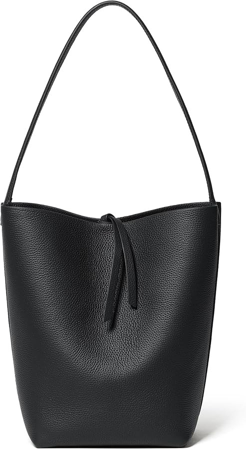 TRow Genuine Top-Grain Leather Bucket Shoulder Tote Bag with Inner Bag | Amazon (US)