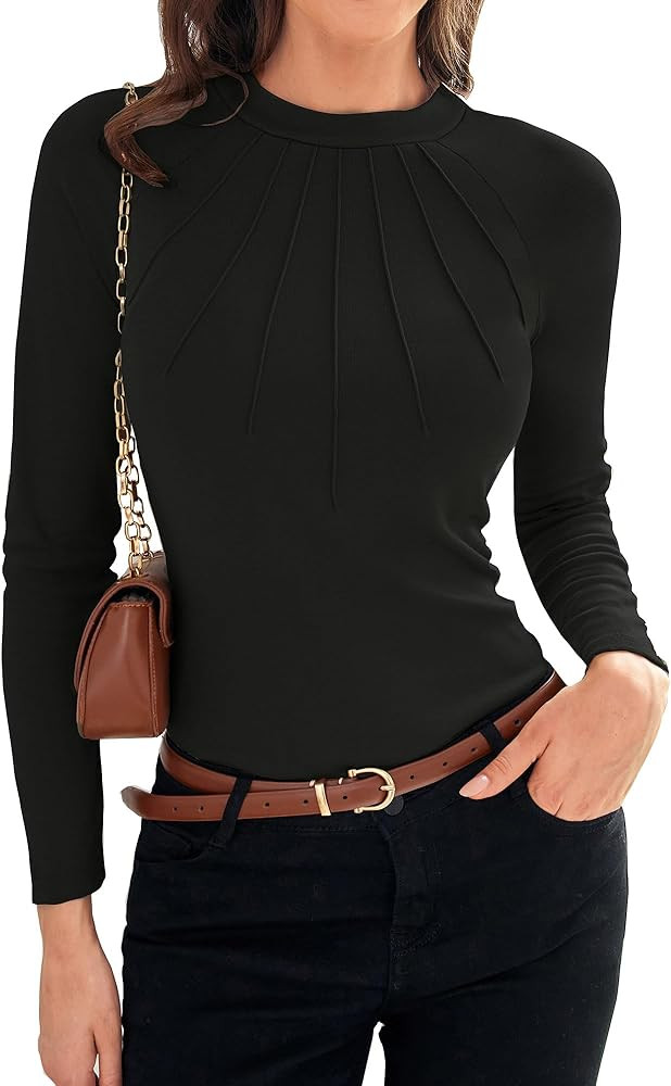 GRACE KARIN Women's Casual Long Sleeve T-Shirt Crew Neck Slim Fit Basic Tops Solid Color Blouse | Amazon (UK)