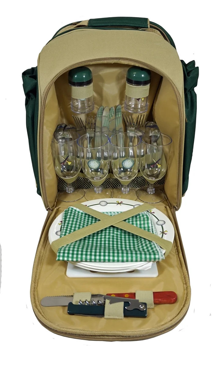 Picnic Basket Back Pack - 32 Piece Set - Insulated Wine Bottle Holders, Cheese cutter & Cutting B... | Walmart (US)