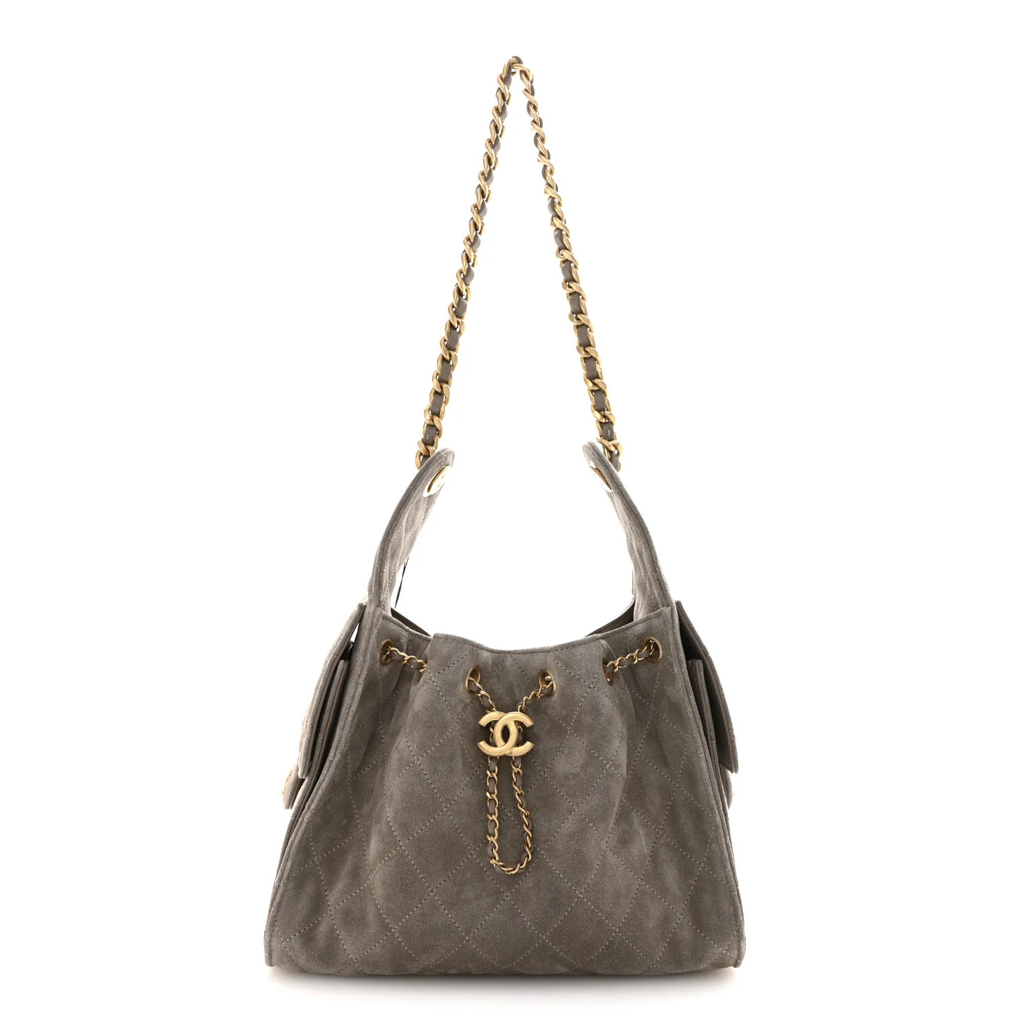 Suede Quilted Small Chanel 25 Handbag Dark Grey | FASHIONPHILE (US)