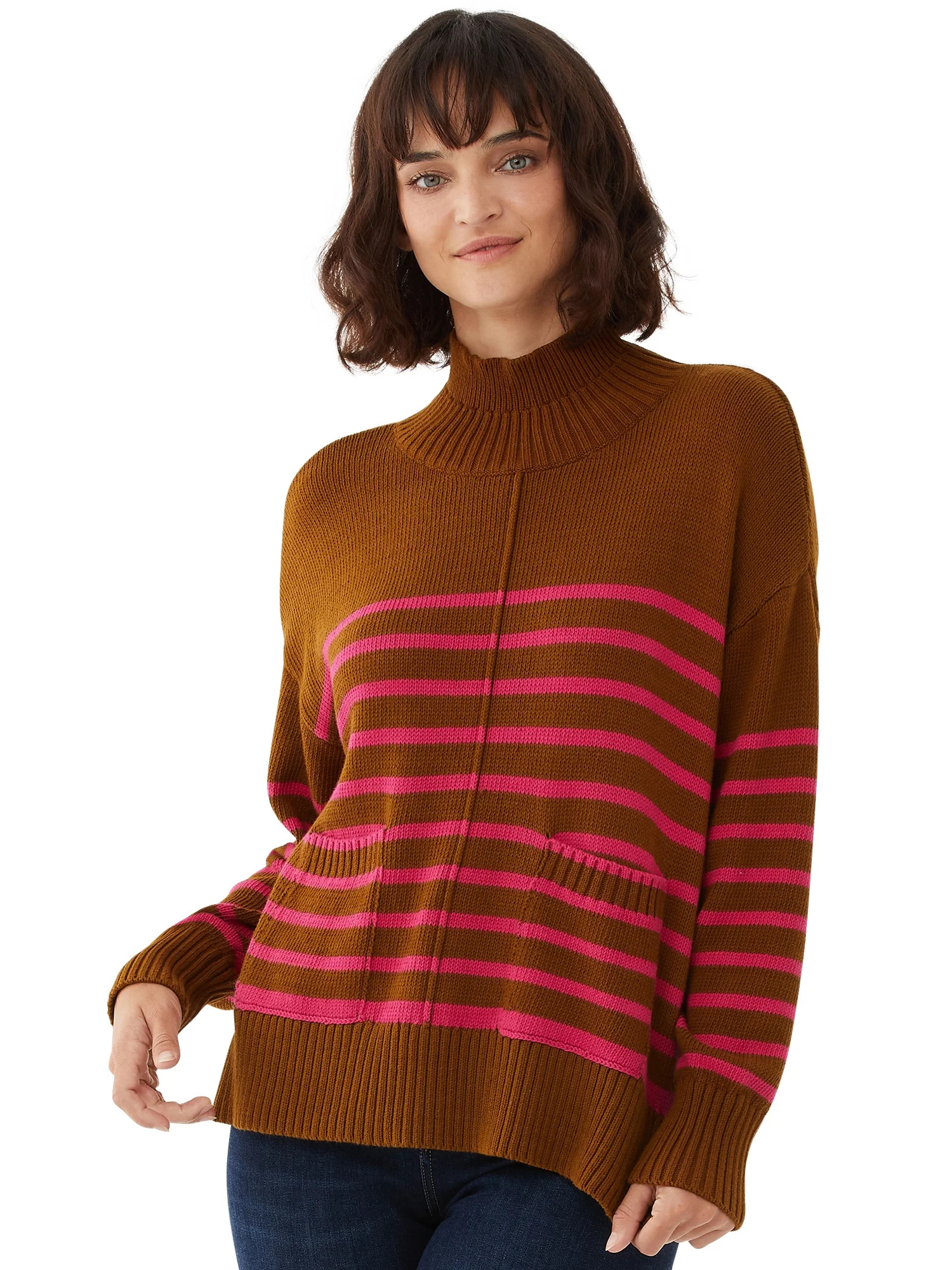 Free Assembly Women's Boxy Mock Neck Sweater | Walmart (US)