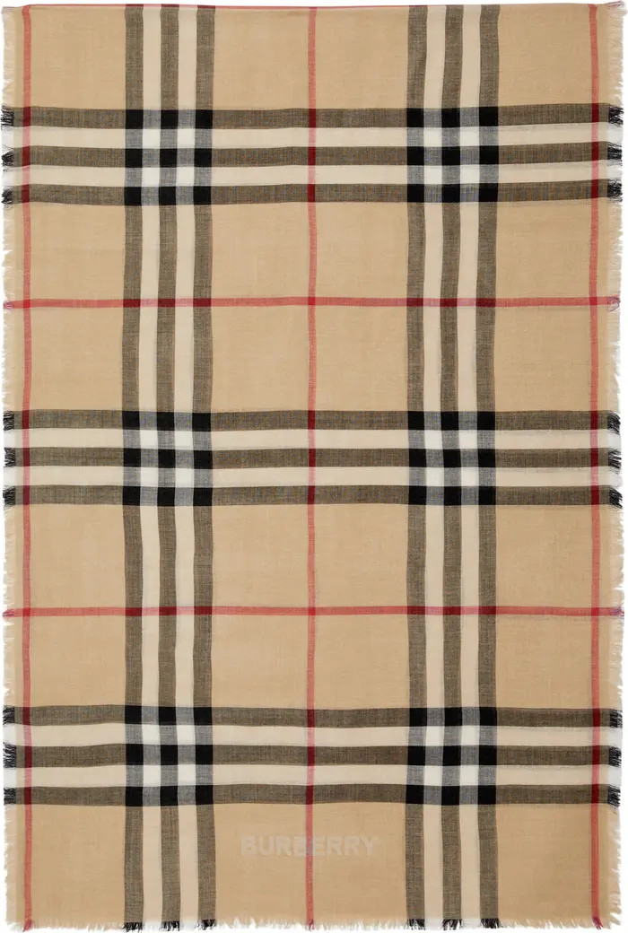 Check Reversible Wool & Silk Scarf | Nordstrom