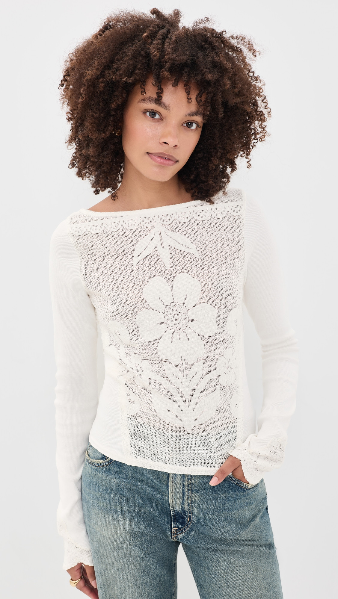 Free People Delilah Long Sleeve Tee Clean Ivory S | Shopbop