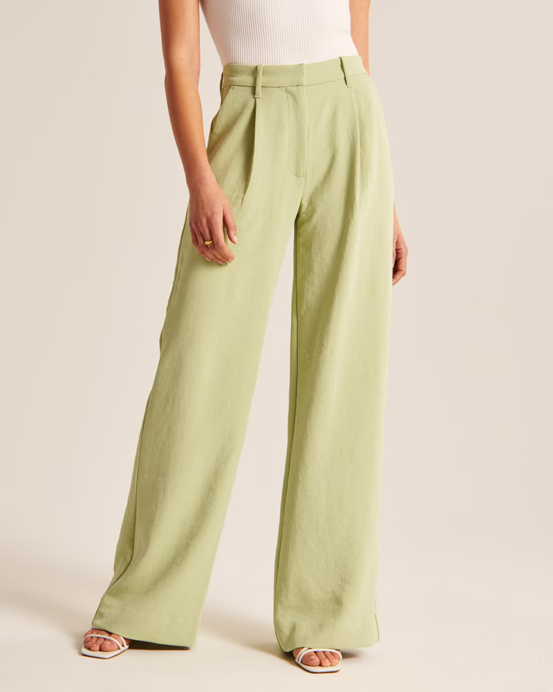 Premium Crepe Tailored Ultra Wide-Leg Pant | Abercrombie & Fitch (US)
