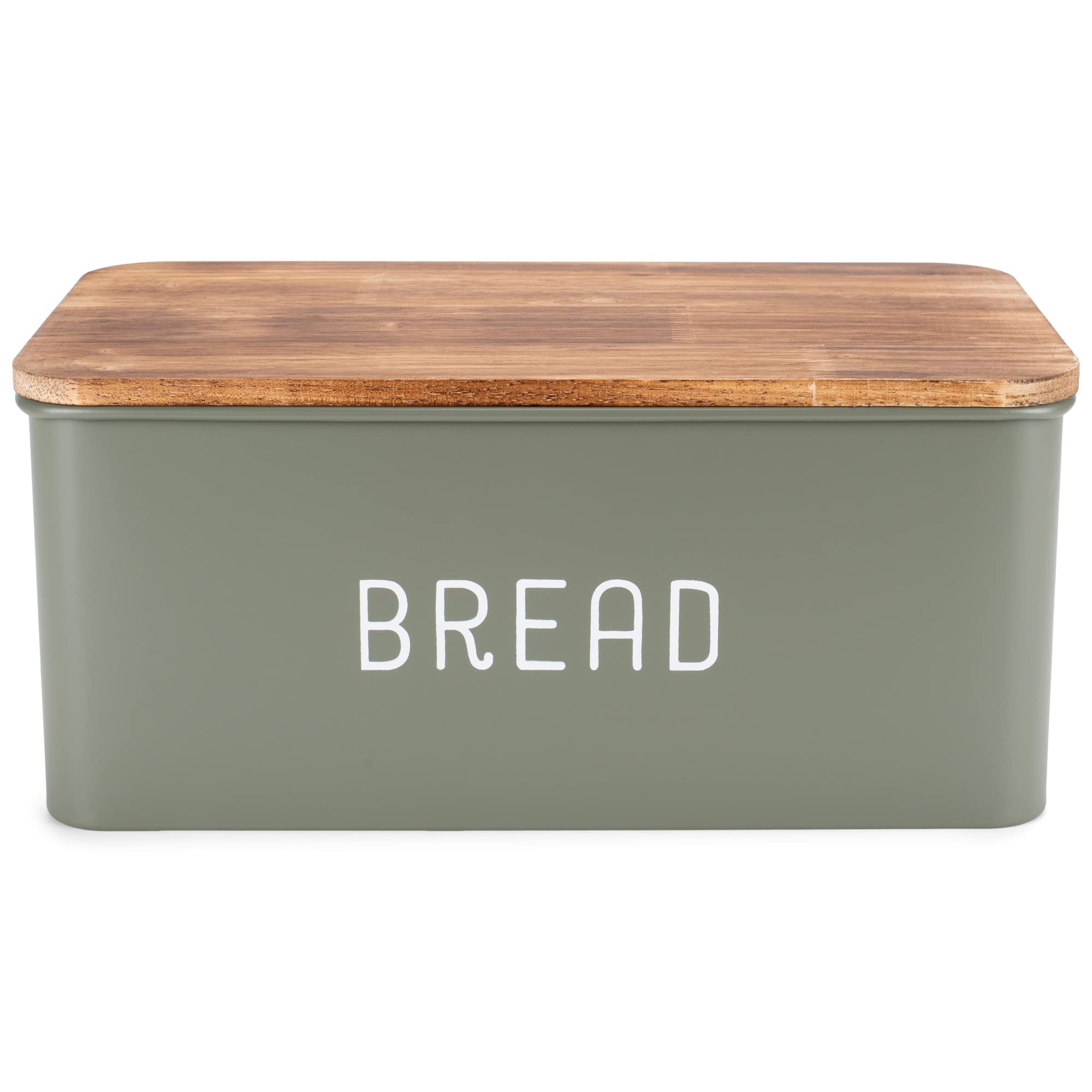 Nat & Jules Matte Green 12 x 7 Metal Enamel Rubber Wood Lidded Bread Box | Amazon (US)