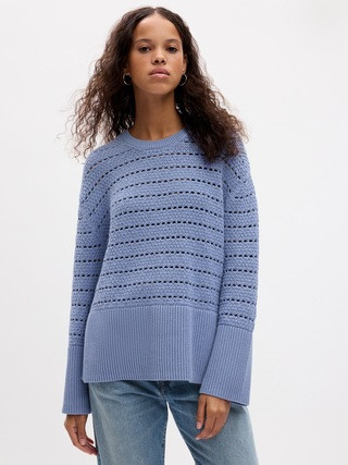 24/7 Split-Hem Crochet Sweater | Gap (US)