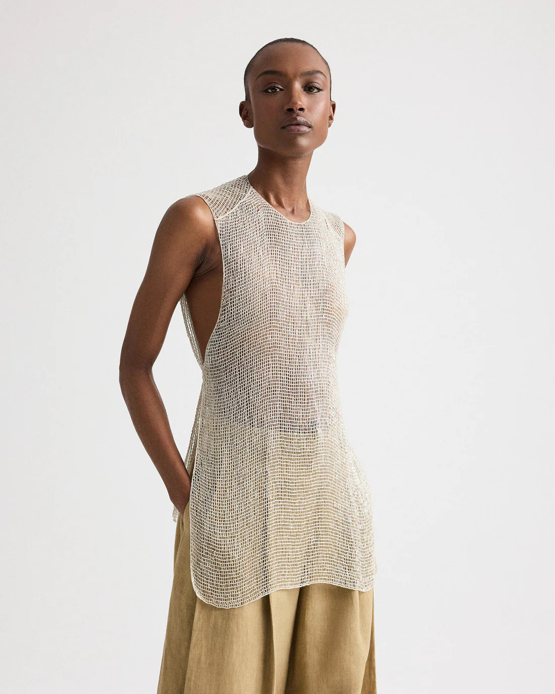 Beaded Apron Tunic in Bugle Bead Netting | TWP