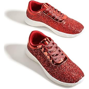 LUCKY STEP Glitter Sneakers Lace up | Fashion Sneakers | Sparkly Shoes for Women | Amazon (US)
