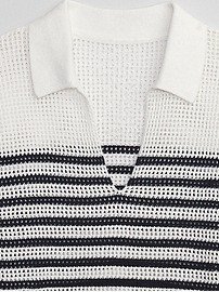 Relaxed Stripe Crochet Collared Sweater | Gap Factory