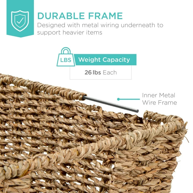 Best Choice Products Set of 4 Multipurpose Stackable Seagrass Storage Laundry Organizer Baskets w... | Walmart (US)