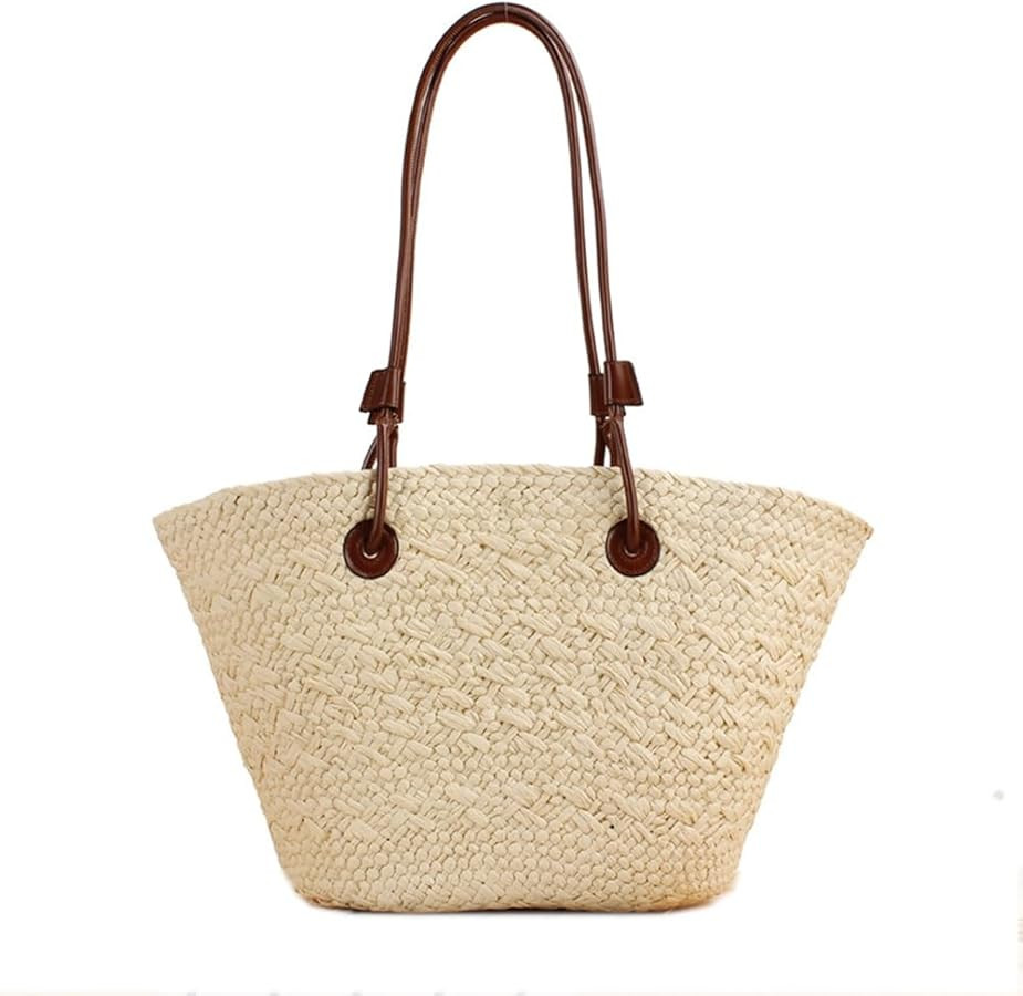 Women Straw Tote Bag Summer Beach Bags Luxury Handmade Shoulder Bag Woven Basket Handbags Large S... | Amazon (US)