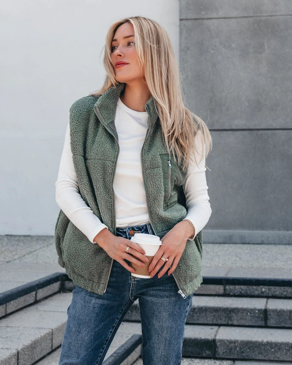 Mountainside Zip Up Fleece Vest - Sage | Magnolia Boutique