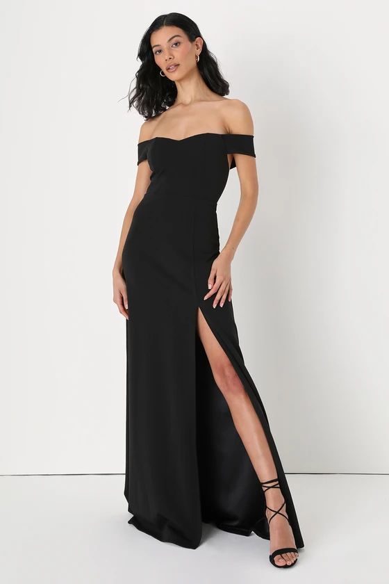 Black Off-The-Shoulder Maxi Dress | Spring Wedding Guest Dress | Evening Dress | Lulus (US)