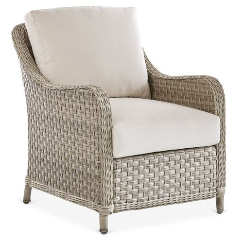 Mayfair Wicker Club Chair, Gray/Canvas | One Kings Lane