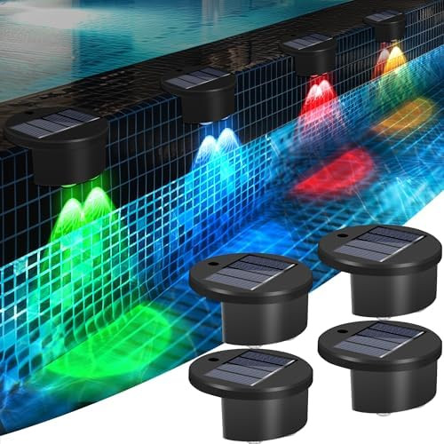 4 Pack Poolside Solar Pool Lights, Waterproof LED Pool Lights for Inground & Above Ground Pool, R... | Amazon (US)