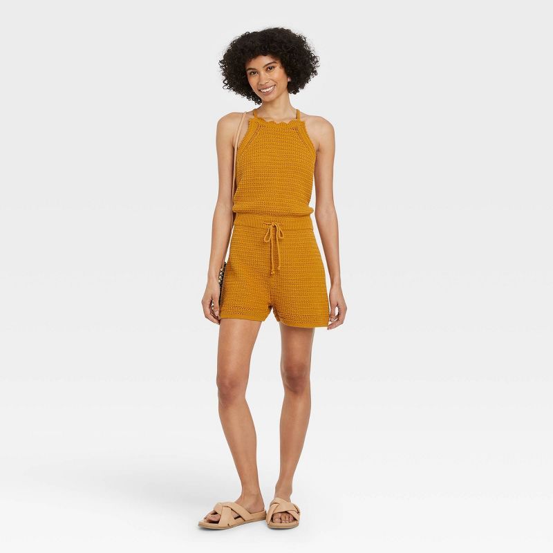 Women&#39;s Tie-Front Romper - Universal Thread&#8482; Yellow S | Target