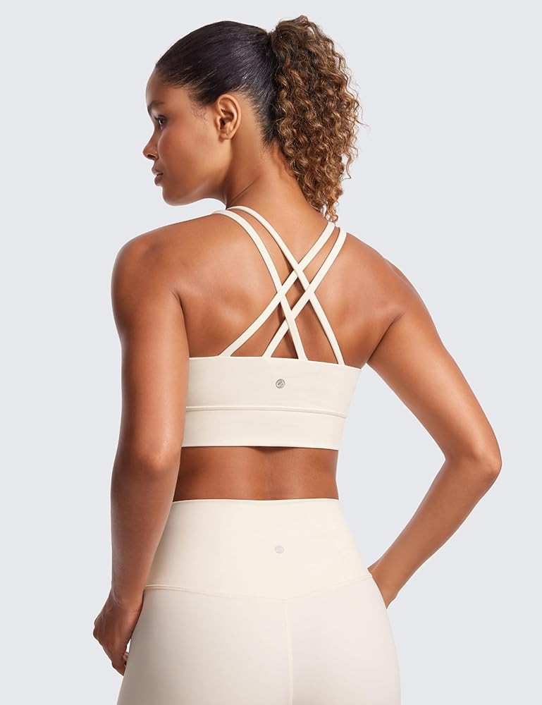 CRZ YOGA Womens Butterluxe Strappy Longline Sports Bra - Molded Cup Double Spaghetti Strap Workou... | Amazon (US)