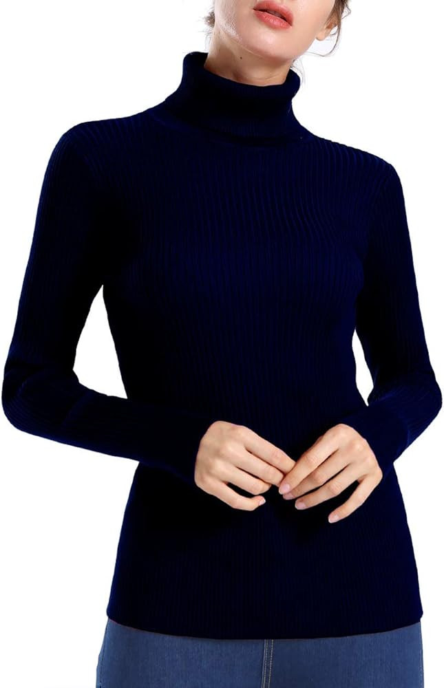 ninovino Women's Turtleneck Ribbed Long Sleeve Sweater Pullover Tops | Amazon (US)