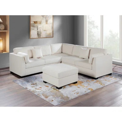 L-Shaped Sectional Couch With Ottoman, Upholstered Sectional Sofa For Living Room | Wayfair North America