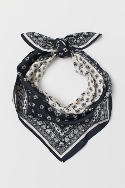 Scarf/hairband - Dark blue/white patterned - Ladies | H&M US | H&M (US + CA)