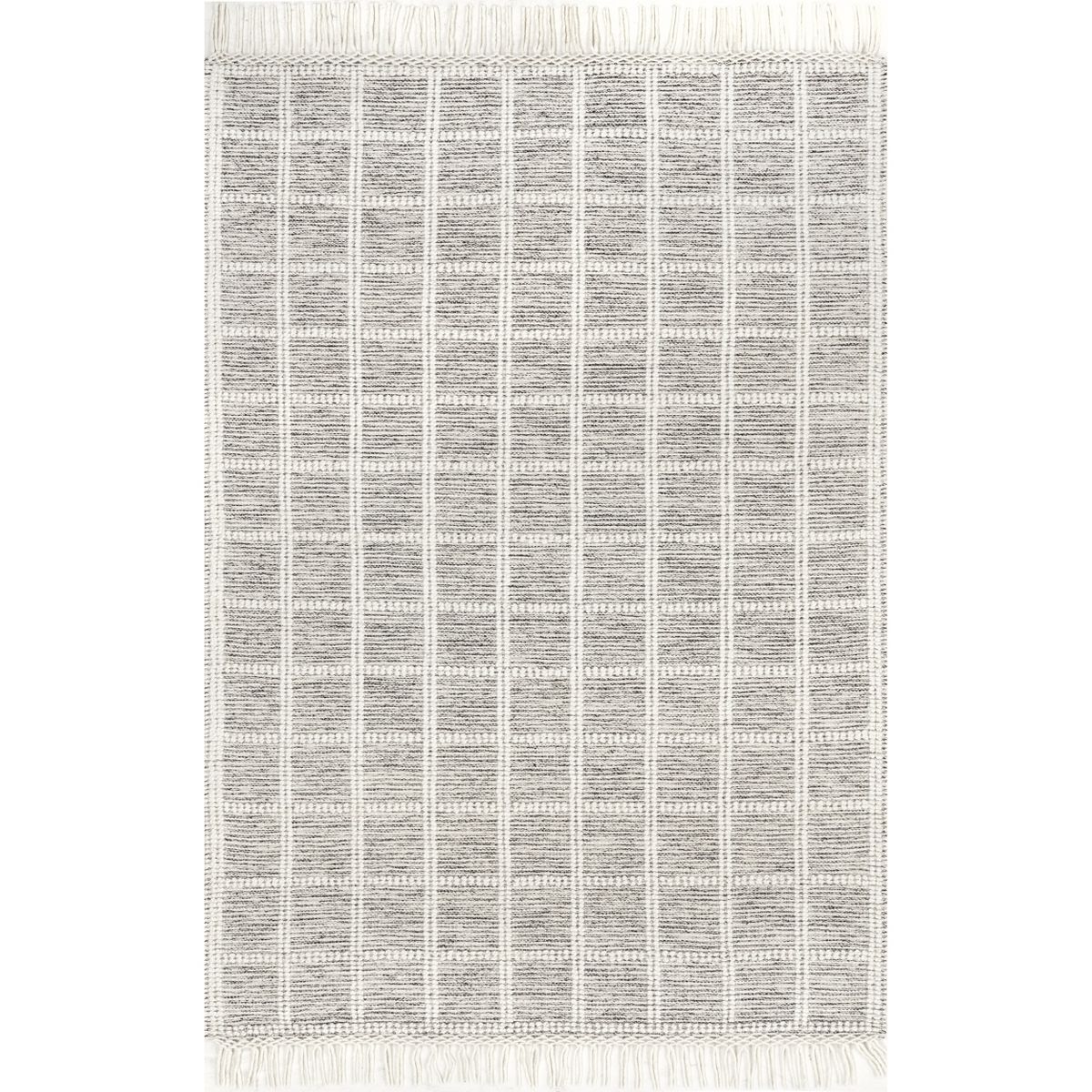nuLOOM Huia Casual Striped Wool Blend Tassel Area Rug 8x10, Ivory | Target