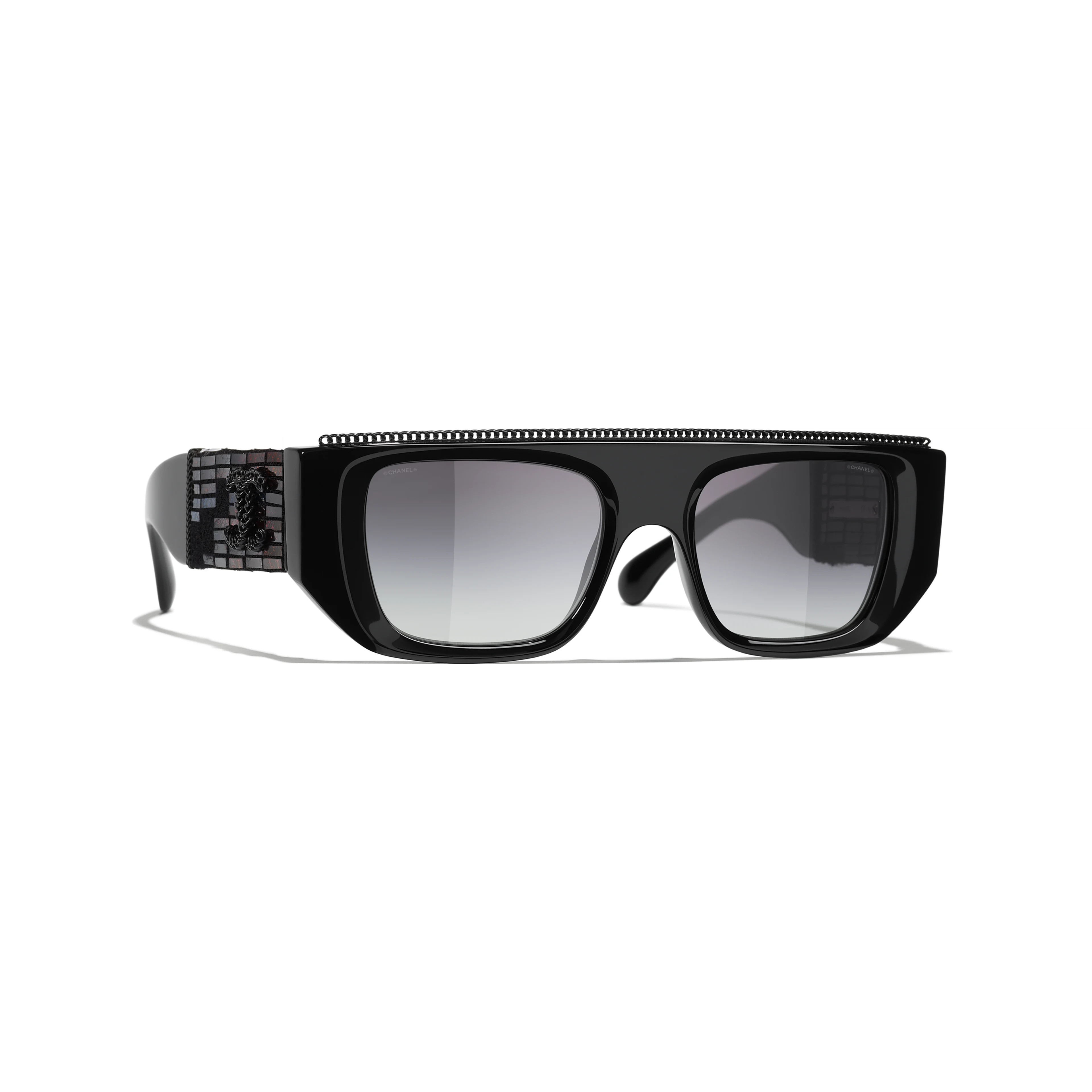 Sunglasses: Rectangle Sunglasses, acetate & tweed — Fashion | CHANEL | Chanel, Inc. (US)